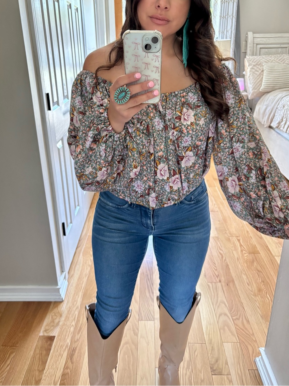 Willow & root silk boho balloon sleeve top